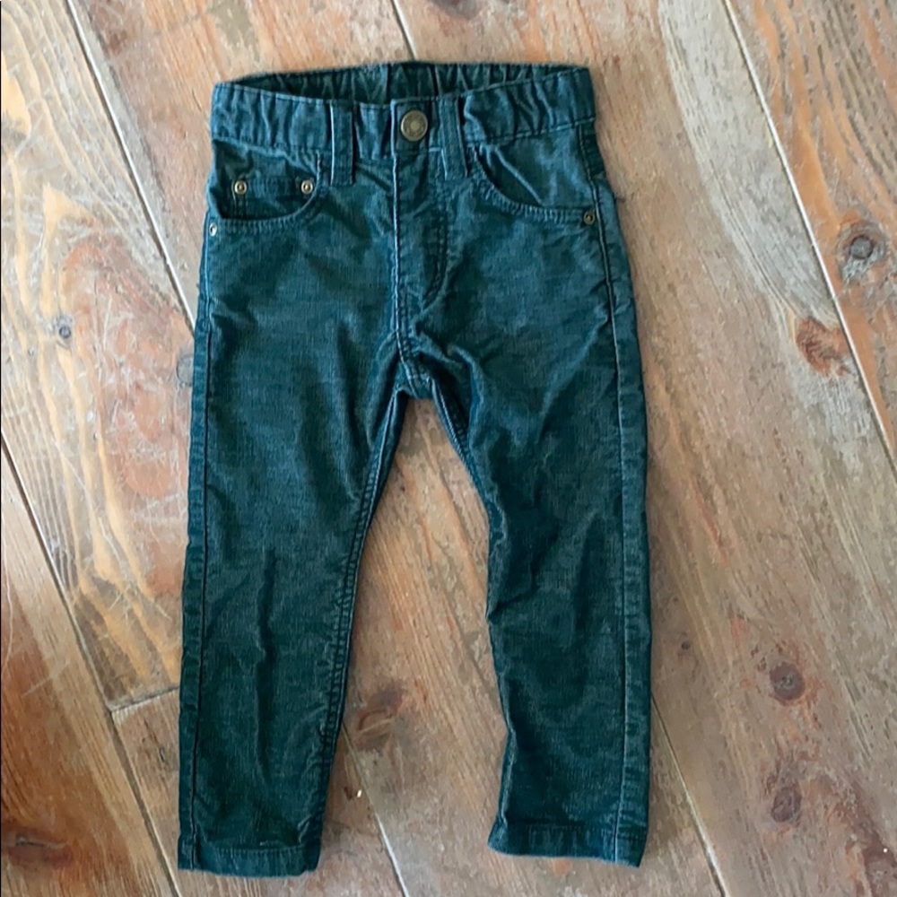 Hm dark green textured pants 1.5-2 yr